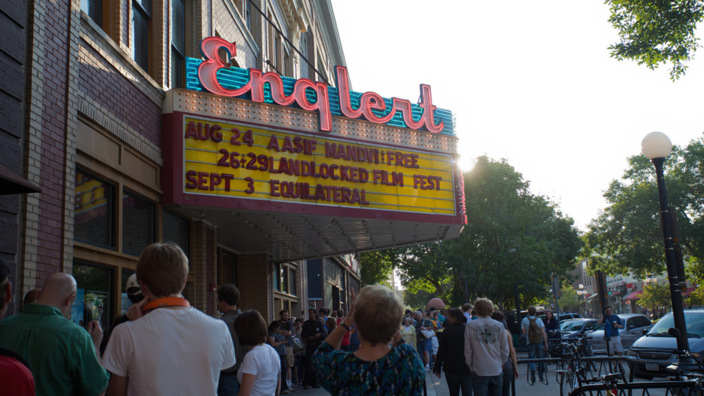 The Englert Theatre marquee in downtown Iowa City